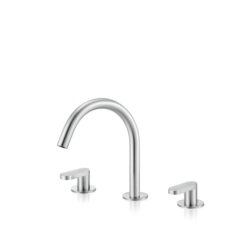 Three-hole mixer for washbasin with spout