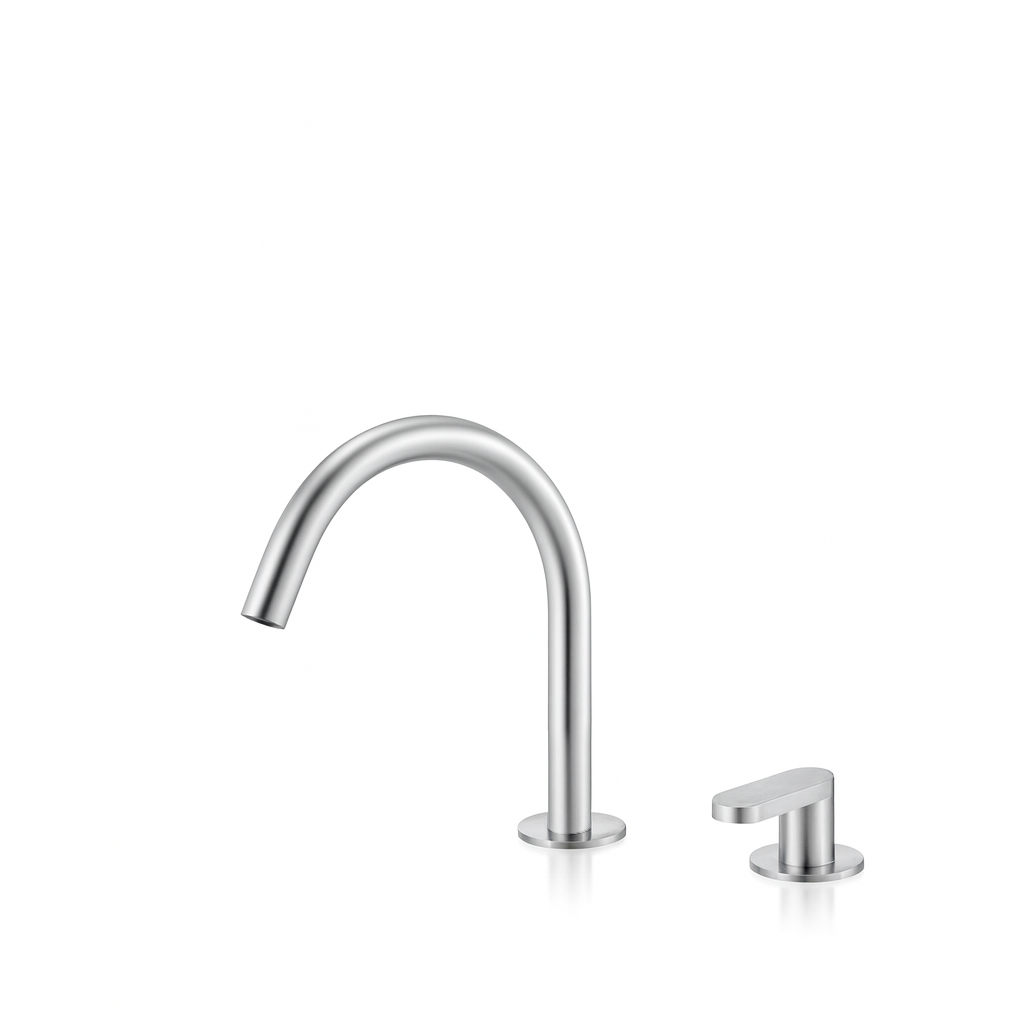 Miscelatore 2 fori per lavabo con bocca erogazione