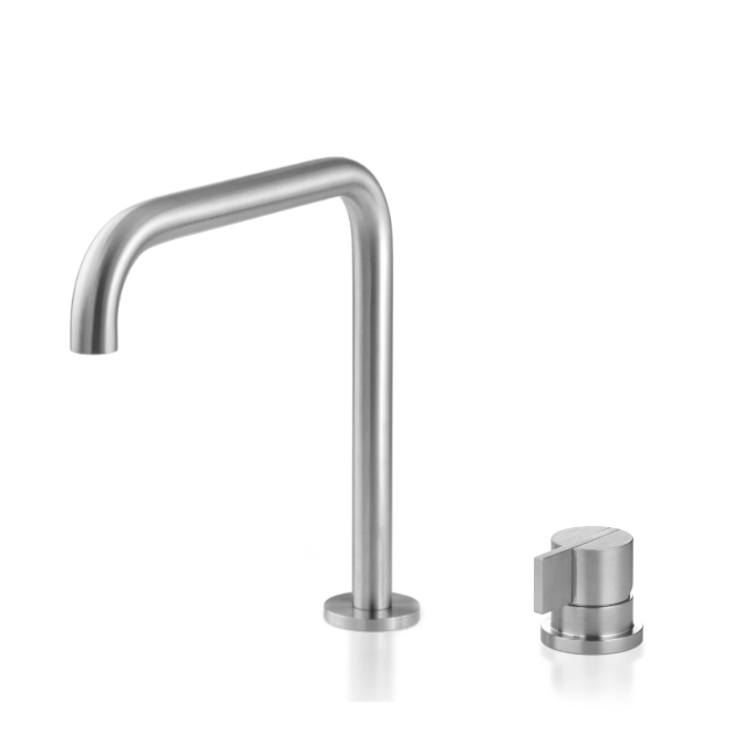 Miscelatore 2 fori per lavabo con bocca erogazione