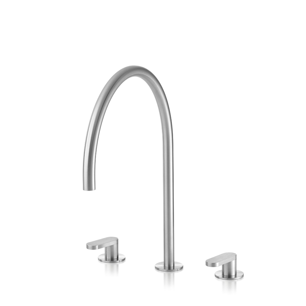 Three-hole mixer for washbasin with spout
