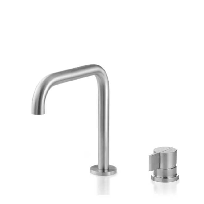 Miscelatore 2 fori per lavabo con bocca erogazione