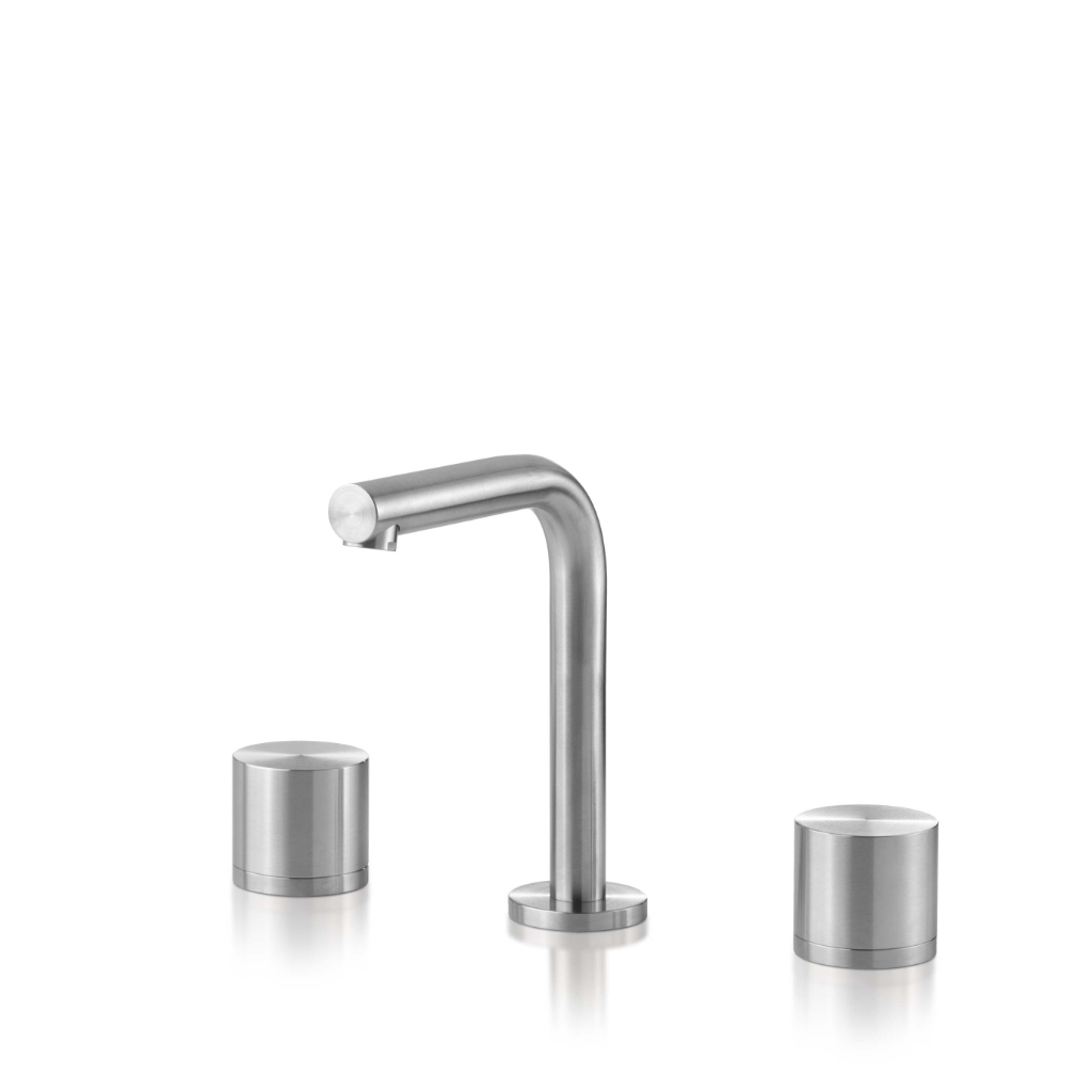 Three-hole mixer for washbasin with spout