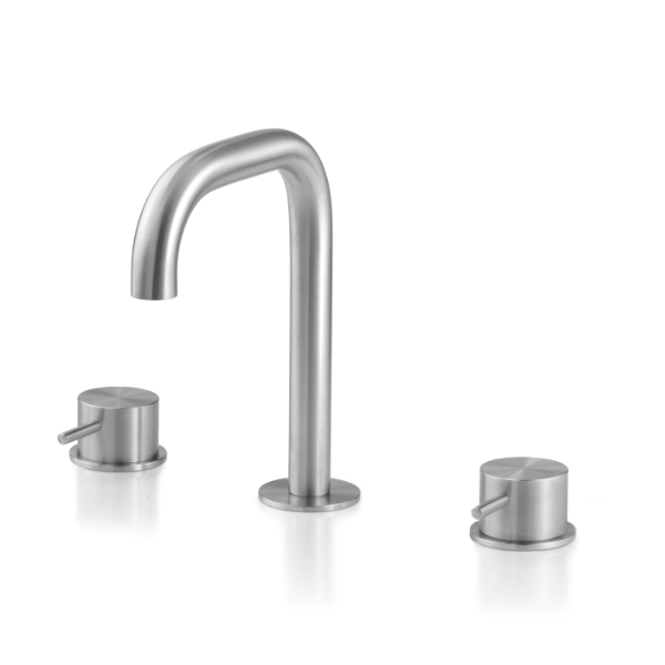 Miscelatore 3 fori per lavabo con bocca erogazione