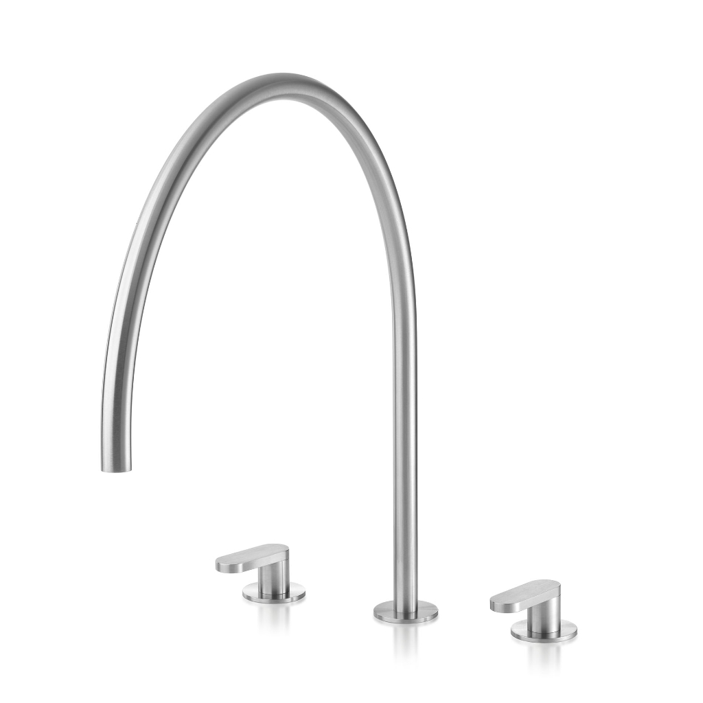 Miscelatore 3 fori per lavabo con bocca erogazione