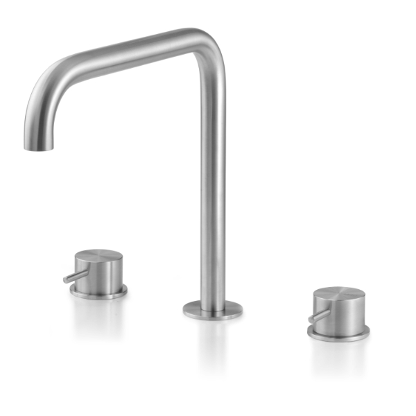 Miscelatore 3 fori per lavabo con bocca erogazione