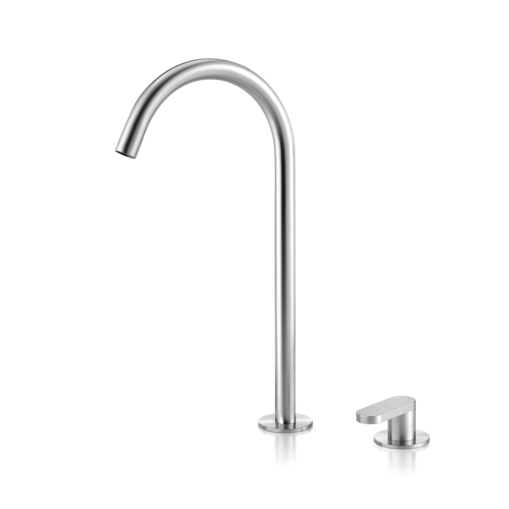 Miscelatore 2 fori per lavabo con bocca erogazione