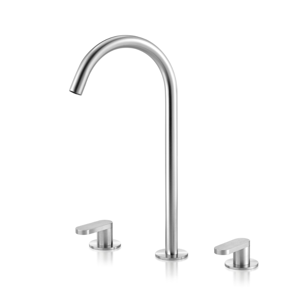 Three-hole mixer for washbasin with spout