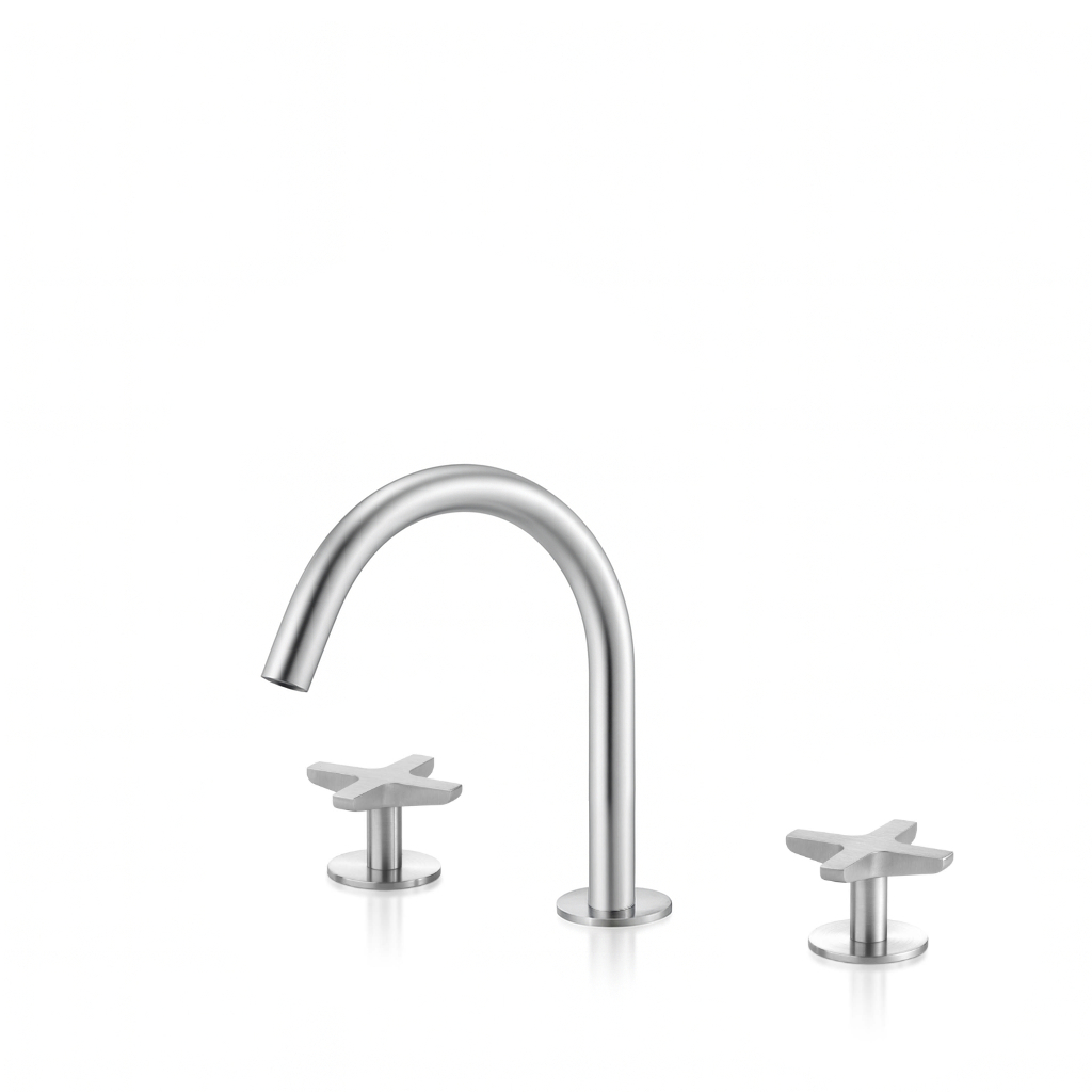 Miscelatore 3 fori per lavabo con bocca erogazione