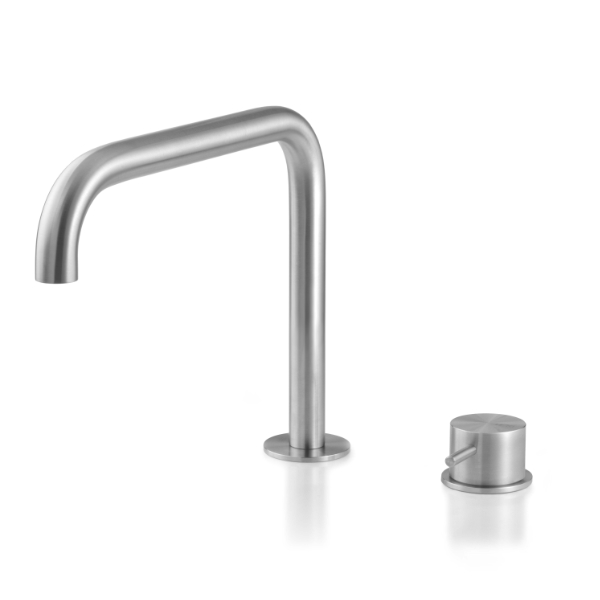 Miscelatore 2 fori per lavabo con bocca erogazione