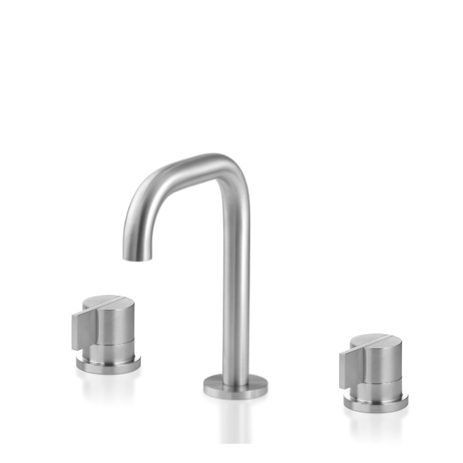 Three-hole mixer for washbasin with spout