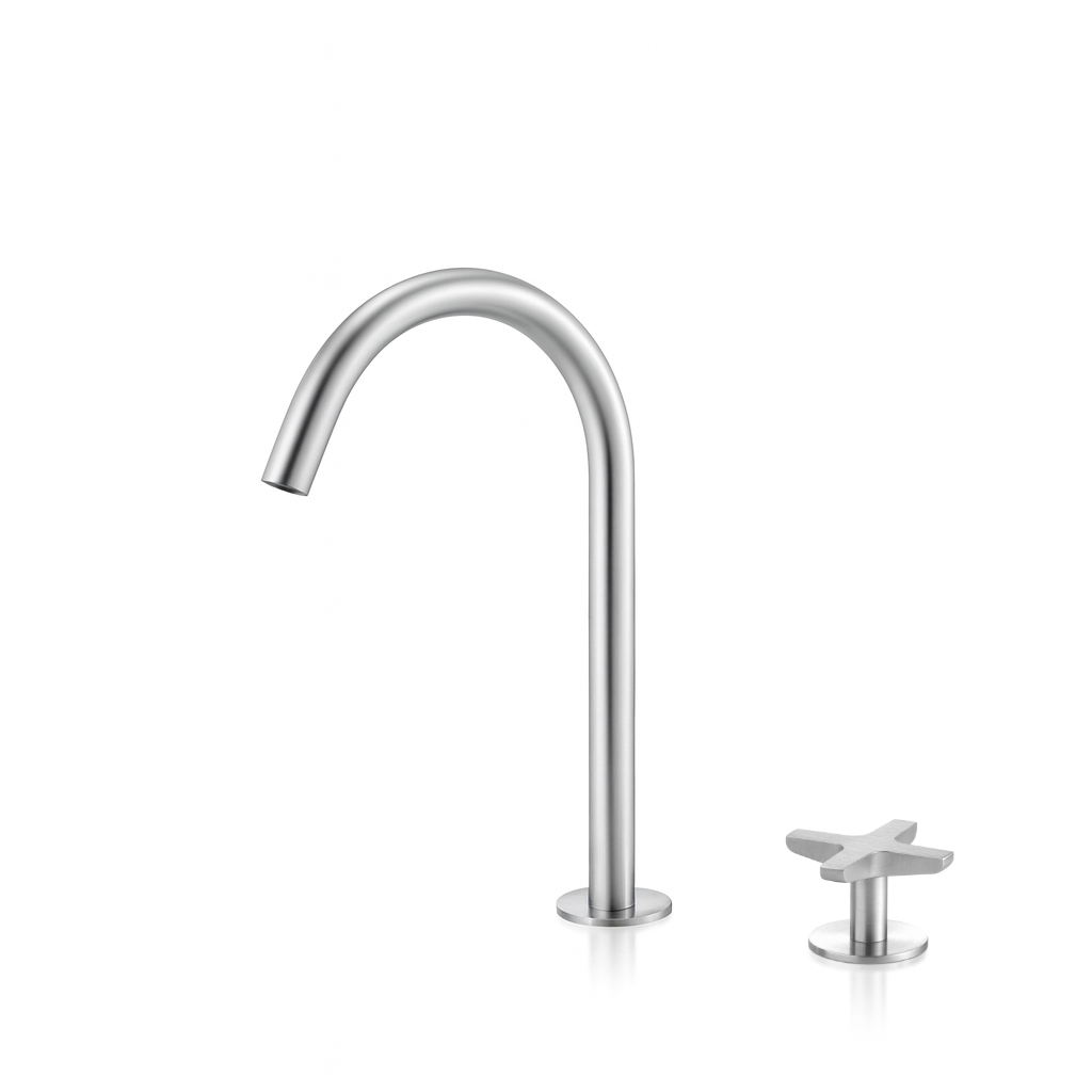 Miscelatore 2 fori per lavabo con bocca erogazione