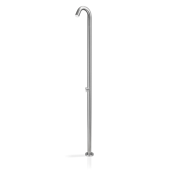 Doccia da esterno free-standing in AISI 316L con miscelatore