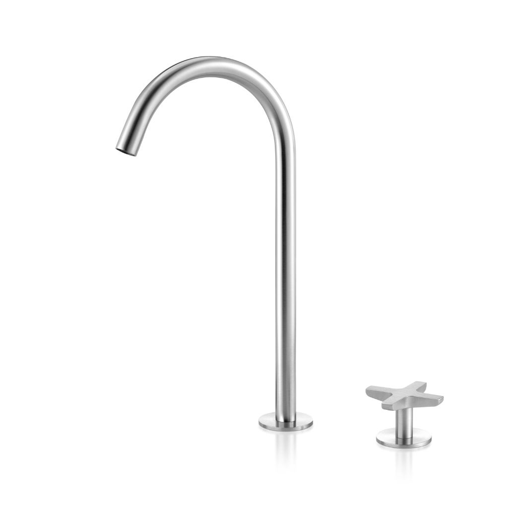 Miscelatore 2 fori per lavabo con bocca erogazione