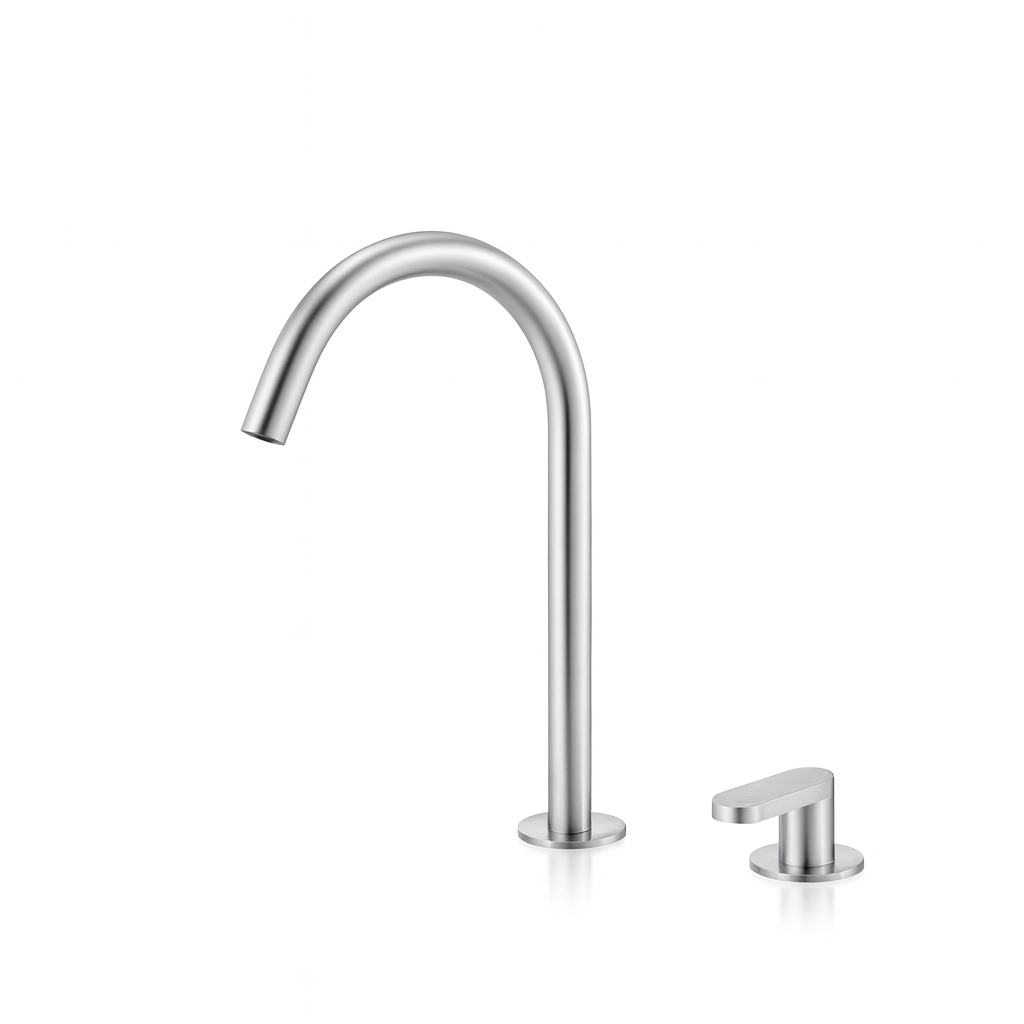 Miscelatore 2 fori per lavabo con bocca erogazione